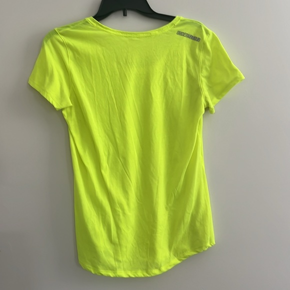 UA Under Armour Running Short Sleeve Shirt Neon Yellow Size Medium Lightweight - Picture 5 of 9